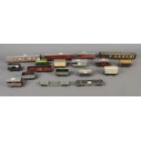 A small collection of Hornby Dublo tin plate OO gauge rolling stock. To include carriages, wagons,