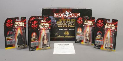 A collection of Star Wars related items, to include Monopoly Star Wars Collector's Edition and
