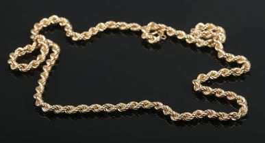 A 9ct gold 24 inch twist necklace. 12.08g.
