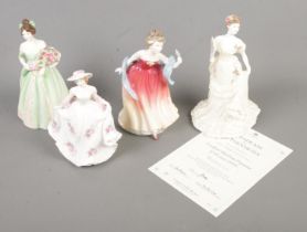 Four ceramic figures including limited edition Coalport 1999 Figure of the Year Rebecca (No. 226/