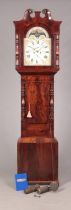 A 19th century mahogany long case clock by William Griffith, Birmingham. Having twin swan neck