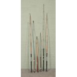 A quantity of fishing rods. Includes Weiss example.