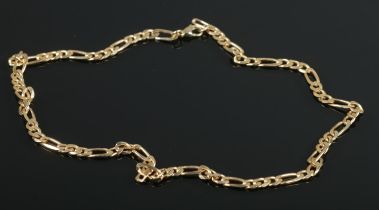 A 9ct gold 18 inch figaro necklace. 15.62g.