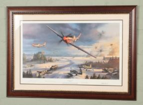 A framed limited edition Nicolas Trudgian WWII print titled 'Mustang Mayhem'. No 470/600 and