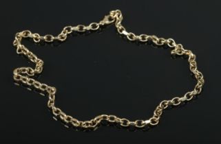 A 9ct gold 16 inch rolo link necklace. 14.64g.