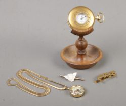 A Bernex 17 jewel half hunter pocket watch on padouk stand by Mike Fitz, together with a small