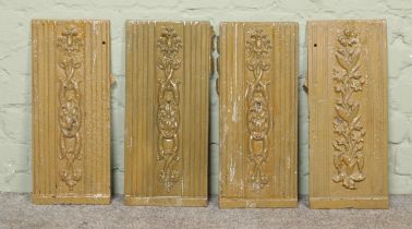 Five cast iron decorative plaques possibly for cinema seat ends/fireplace surrounds.