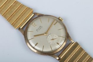 A Gent's 9ct Gold Avia Incabloc wristwatch, with 17 jewel movement, baton markers and subsidiary