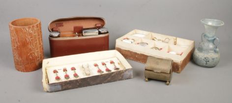 A collection of assorted items, to include late 19th/early 20th Century child's tea set, bamboo
