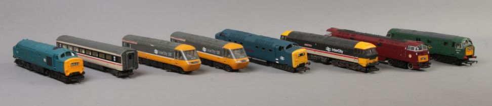 A collection of Hornby and Lima modern locomotives and carriages to include Inter City North Star,