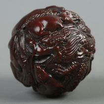 A spherical shaped netsuke. Depicting the 12 animals of the Chinese Zodiac.