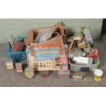 Three boxes of assorted model railway scenery and diorama supplies. To include boxed Jouef Grand