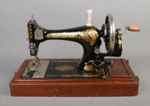 A singer sewing machine, model number 28.