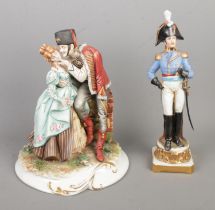 Two Capodimonte ceramic figures to include limited edition 'Hussar and His Lady' along with