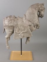 An unusual sculpture of a composite horse on stand. (50cm)