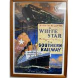 SIMPLY MAGNIFICENT!Vintage inspired framed print poster Cross The Atlantic by WHITE STAR 'The