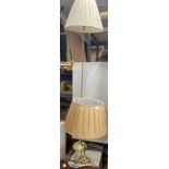 CHIC! A chic modern brass floor lamp with shade and also a matching table lamp with shade