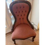 A nice Victorian reproduction pink upholstered chair