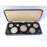 1887 VICTORIA Jubilee Specimen set in case, a full seven coin set with toning in original case