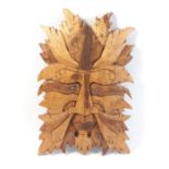 A lightweight wooden plaque of THE GREEN MAN, 46cm x 30cm