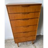RETRO teak 6 drawer chest of drawers - dimensions 2ft wide x 18" depth x 4ft height approx