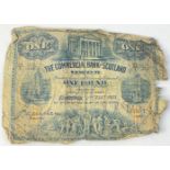 THE COMMERCIAL BANK OF SCOTLAND one pound note from 1923