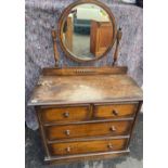 VINTAGE dressing table with mirror and two over two drawers - dimensions length 90cm x 45cm depth