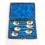 A boxed set of six silver hallmarked coffee spoons, Sheffield 1921, by Cooper Bros & Sons, weight