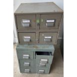 EXTREMELY USEFUL Two sets of metal VINTAGE filing cabinets, a 4 drawer and a smaller 6 drawer