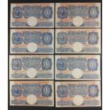 UK Bank of England £1 blue Peppiatt banknotes x8 in good collectible grades.