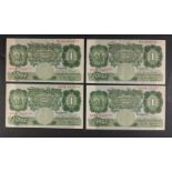 A nice collection of four crisp Bank of England £1 green banknotes