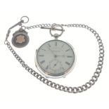 A JAMES GRAHAM Carrickfergus, chronometer balance silver Chester pocket watch with Roman numerals