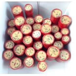 A useful collection of older red coin collectors storage tubes