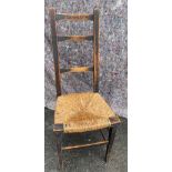 A nice wee ANTIQUE chair with reed seat pad - dimensions 98cm height x depth 36cm x 34cm width