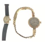 A 375 stamped yellow gold ROLCO circular faced watch with yellow metal stretch strap, gross weight