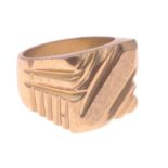 A large signet ring, stamped 18K and 750, size V, weight 21.05g