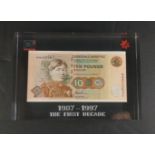 CLYDESDALE BANK 1987 £10 Ten Pound banknote in acrylic slab