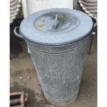 REALLY HANDY- a tall galvanised bin with lid - height 2.5ft approx