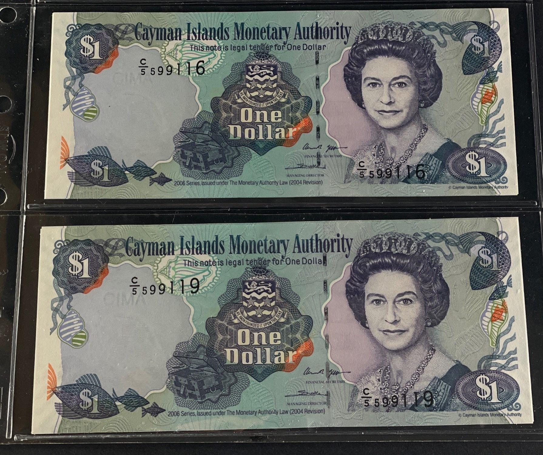 CAYMAN ISLANDS Banknotes Sequential set of 2006 $1 all in excellent UNC condition.