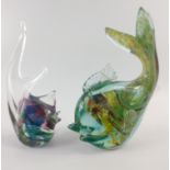 Two MTARFA ornamental fish one with original sticker 21cm and 22cm tall (repair to back fin)