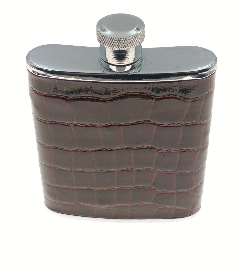 A small pocket flask with leather covering 6.5cm x 7.5cm - Image 2 of 2