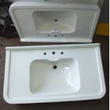 UNUSED ITEMS! Two SUBSTANTIAL HIS AND HERS moulded porcelain sinks, unused, each measuring approx