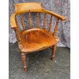A VICTORIAN captain's wooden chair - dimensions from floor to the top-back of the chair is 80cm x