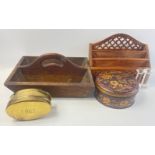 A small mixed lot of vintage items to include a hand-made wooden trug 30x23x8cm, a very old