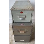 A circa 1950's/60's sets of office metal filing cabinets, one a single drawer filer, and the