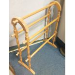 A pine five pole towel rail