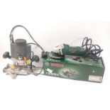 A BOSCH PWS 750-115 angle grinder and a Power G electric router rated at 1020W