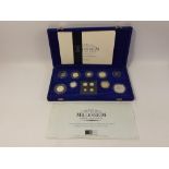 ROYAL MINT United Kingdom MILLENNIUM SILVER COLLECTION coins with Maundy set in plush case with