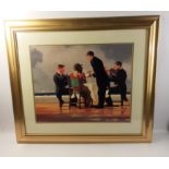 A large VETTRIANO print of "Elegy for the Dead Admiral", frame size 86x74cm approx, visible work