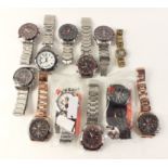 A box of gent's fashion watches to include by CURREN (6), ZHONG YI (1), RQMAND (2), LONGBO (2),